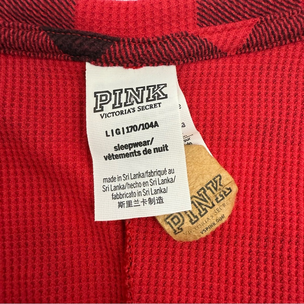 PINK Victoria’s Secret Thermal Sleep Onesie Buffalo Check Plaid Red Black - Picture 7 of 8